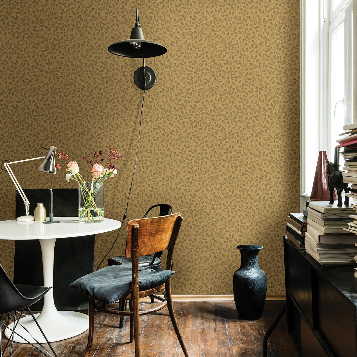 A-Street Prints 2948-33017 Posey Mustard Vines Wallpaper