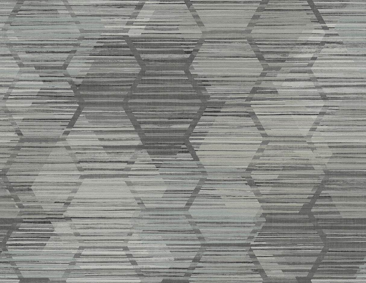 A-Street Prints 2949-60500 Jabari Charcoal Geometric Faux Grasscloth Wallpaper