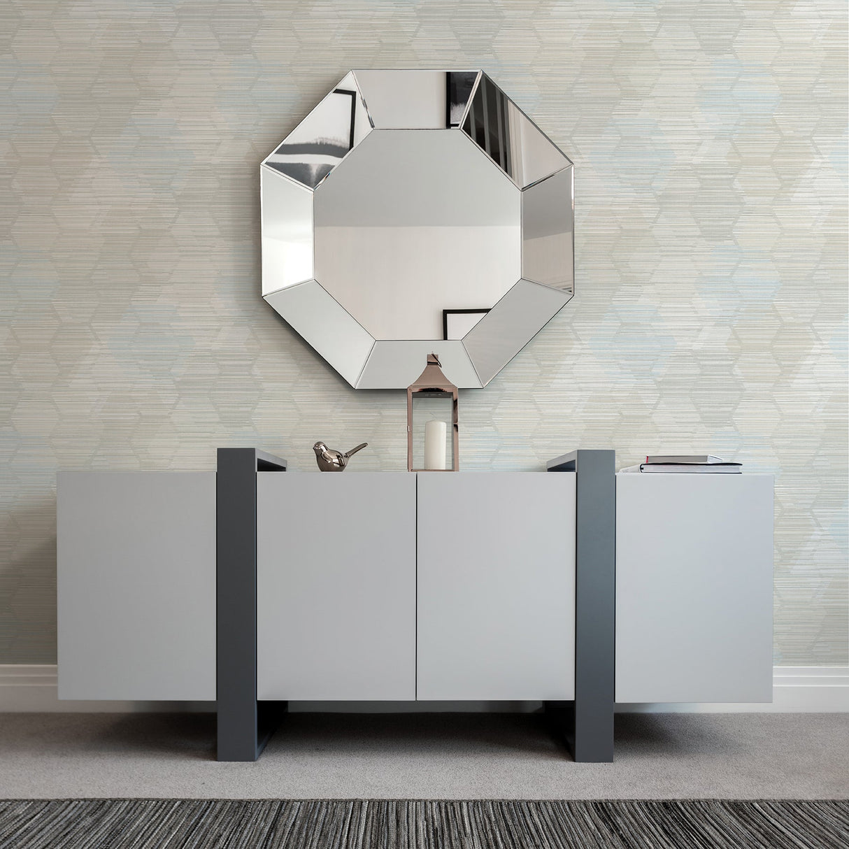 A-Street Prints 2949-60502 Jabari Grey Geometric Faux Grasscloth Wallpaper