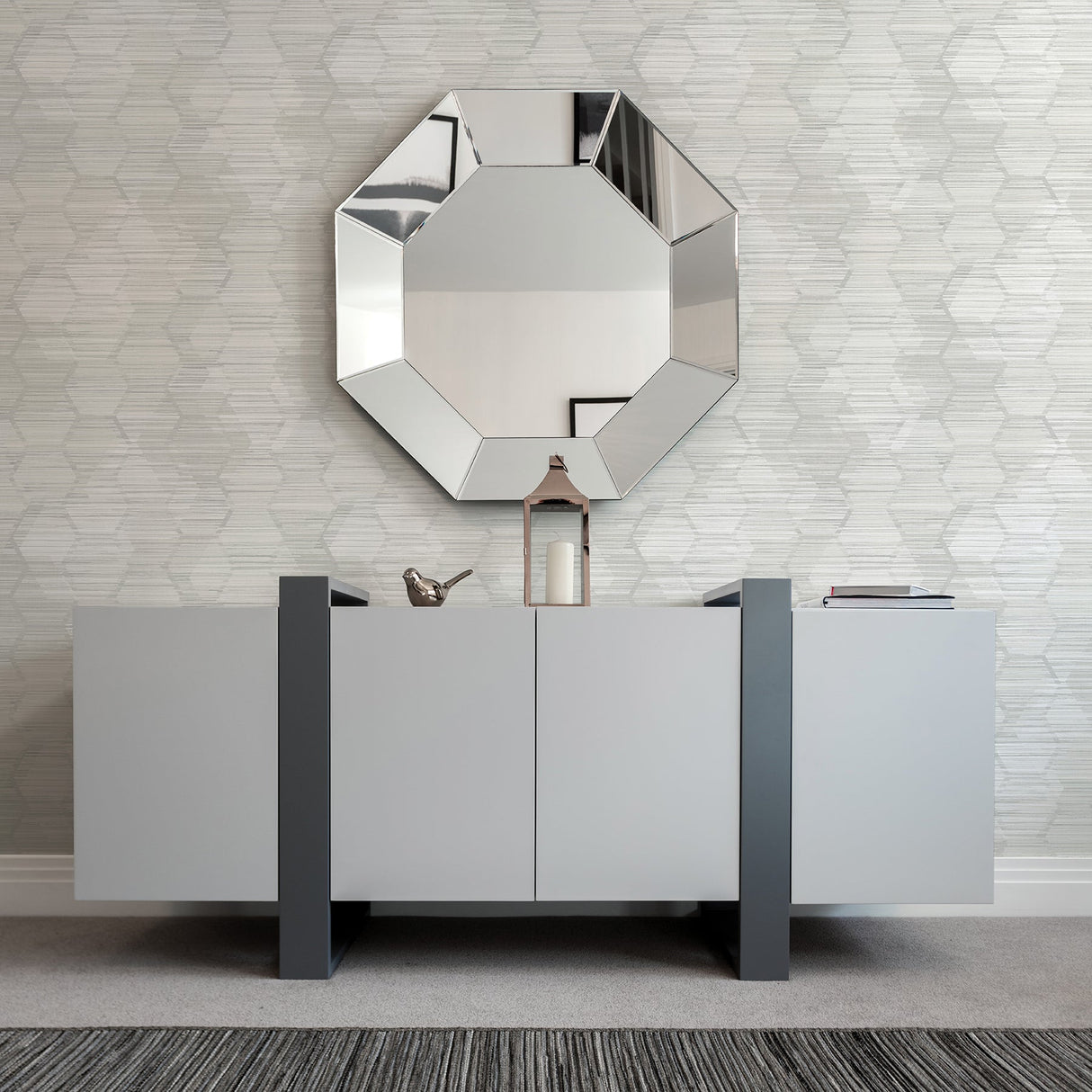 A-Street Prints 2949-60506 Jabari Light Grey Geometric Faux Grasscloth Wallpaper