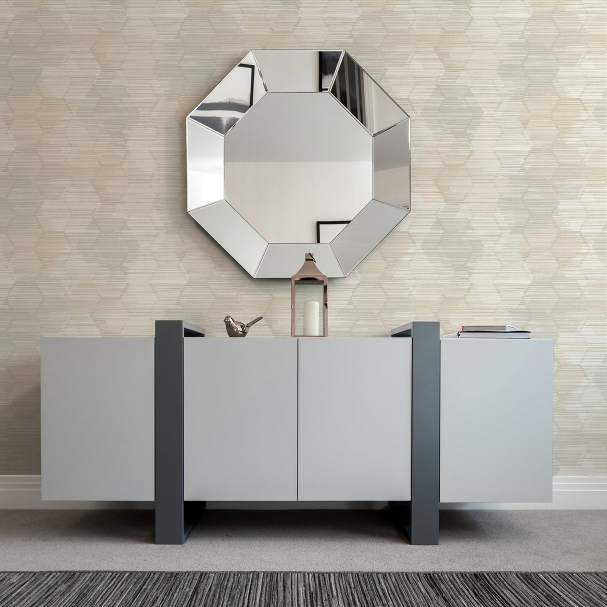 A-Street Prints 2949-60507 Jabari Beige Geometric Faux Grasscloth Wallpaper