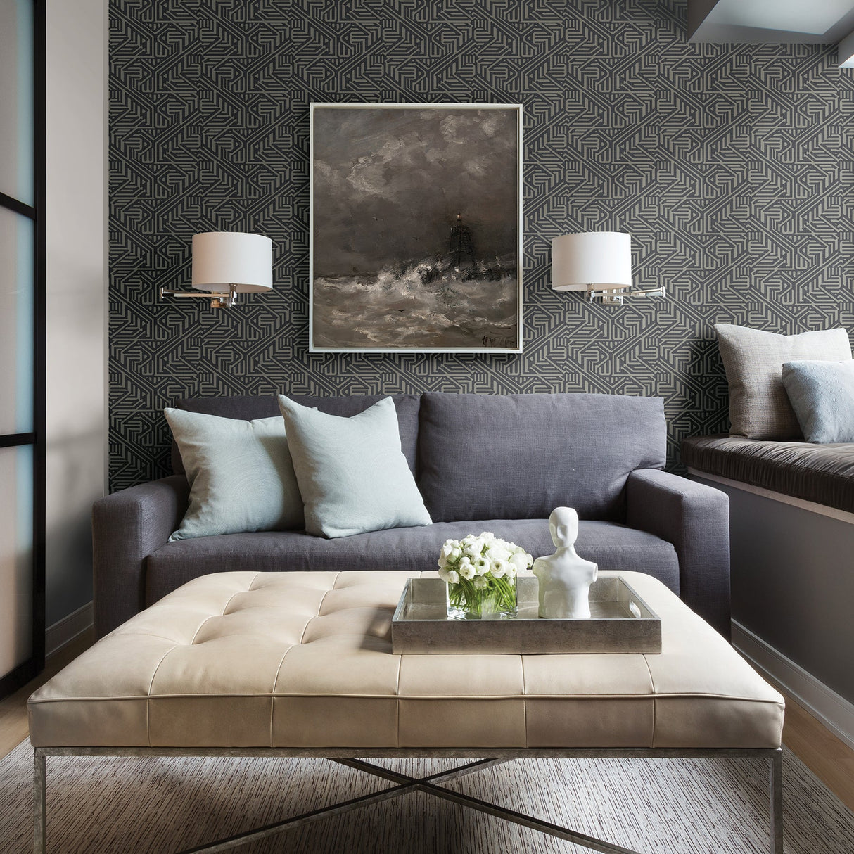 A-Street Prints 2949-60610 Nambiti Charcoal Geometric Wallpaper