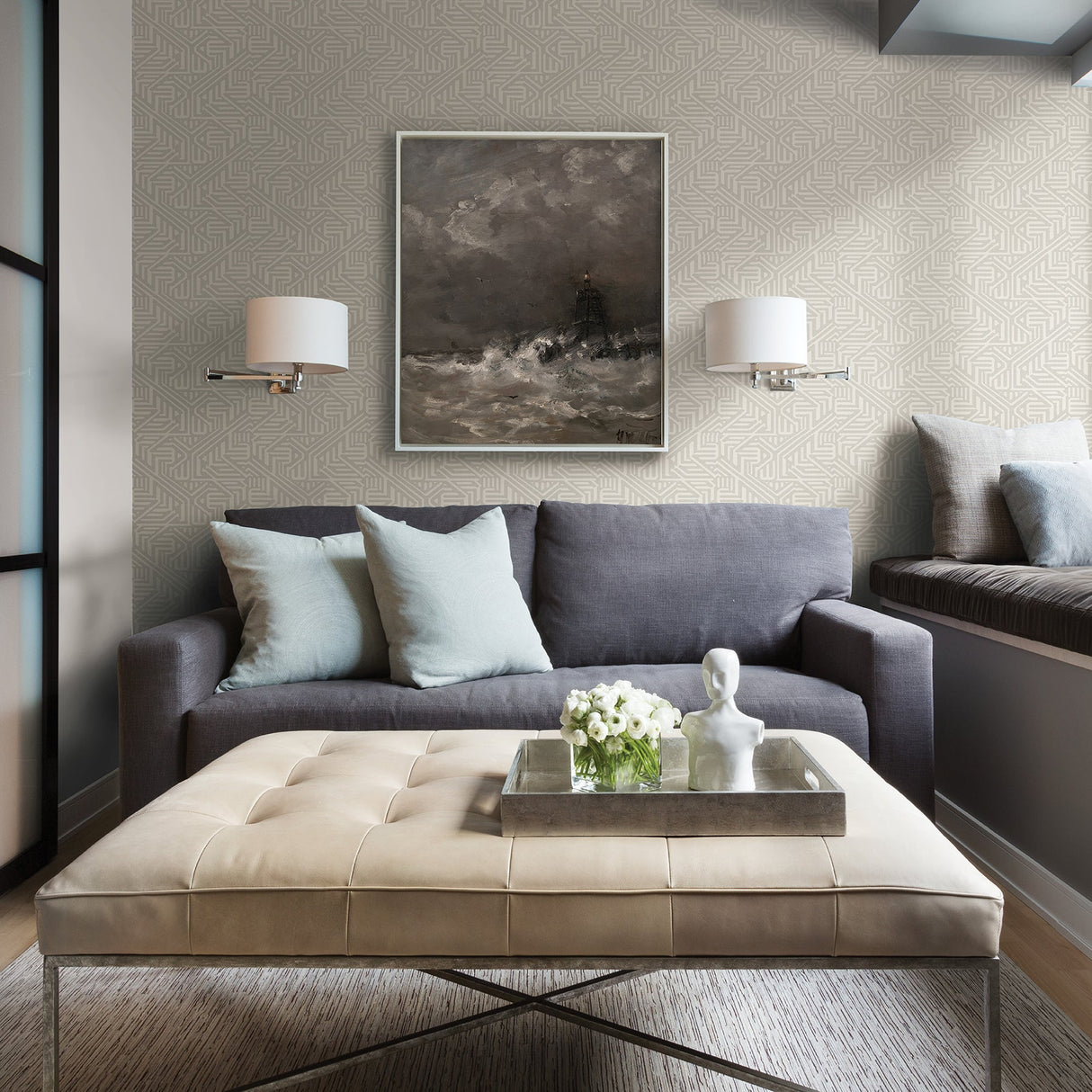 A-Street Prints 2949-60618 Nambiti Light Grey Geometric Wallpaper