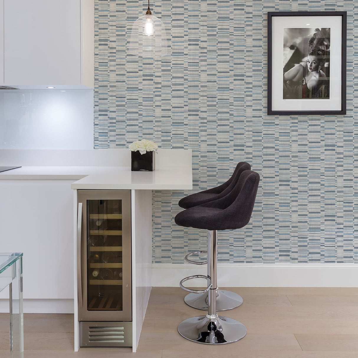 A-Street Prints 2949-60802 Fresnaye Blue Linen Stripe Wallpaper