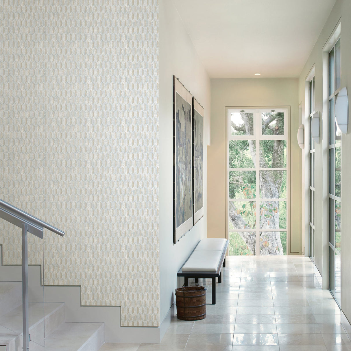 Brewster 2959-AWIH-2212 Kendall Teal Honeycomb Geometric Wallpaper