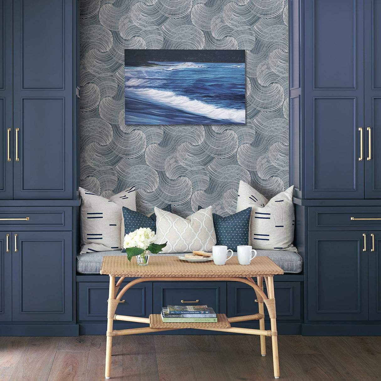 A-Street Prints 2964-25905 Karson Blue Swirling Geometric Wallpaper