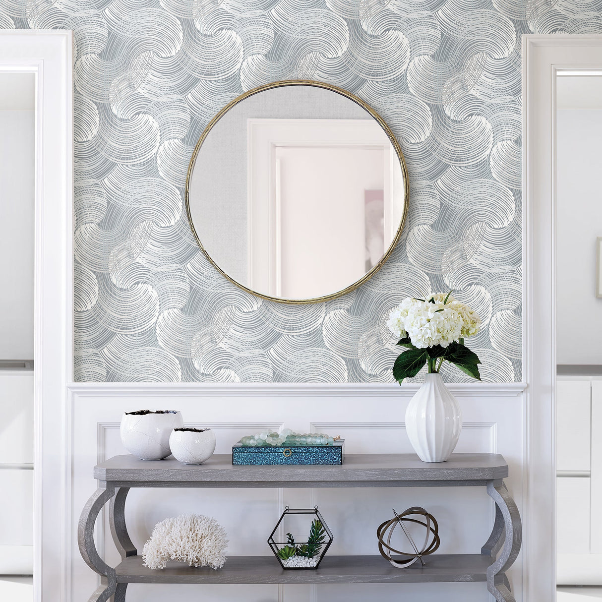 A-Street Prints 2964-25908 Karson Slate Swirling Geometric Wallpaper