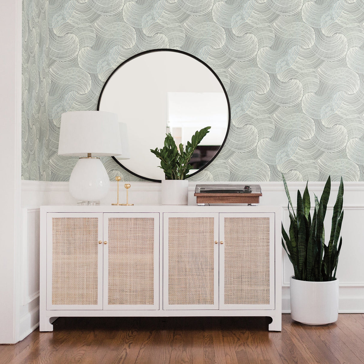 A-Street Prints 2964-25909 Karson Teal Swirling Geometric Wallpaper