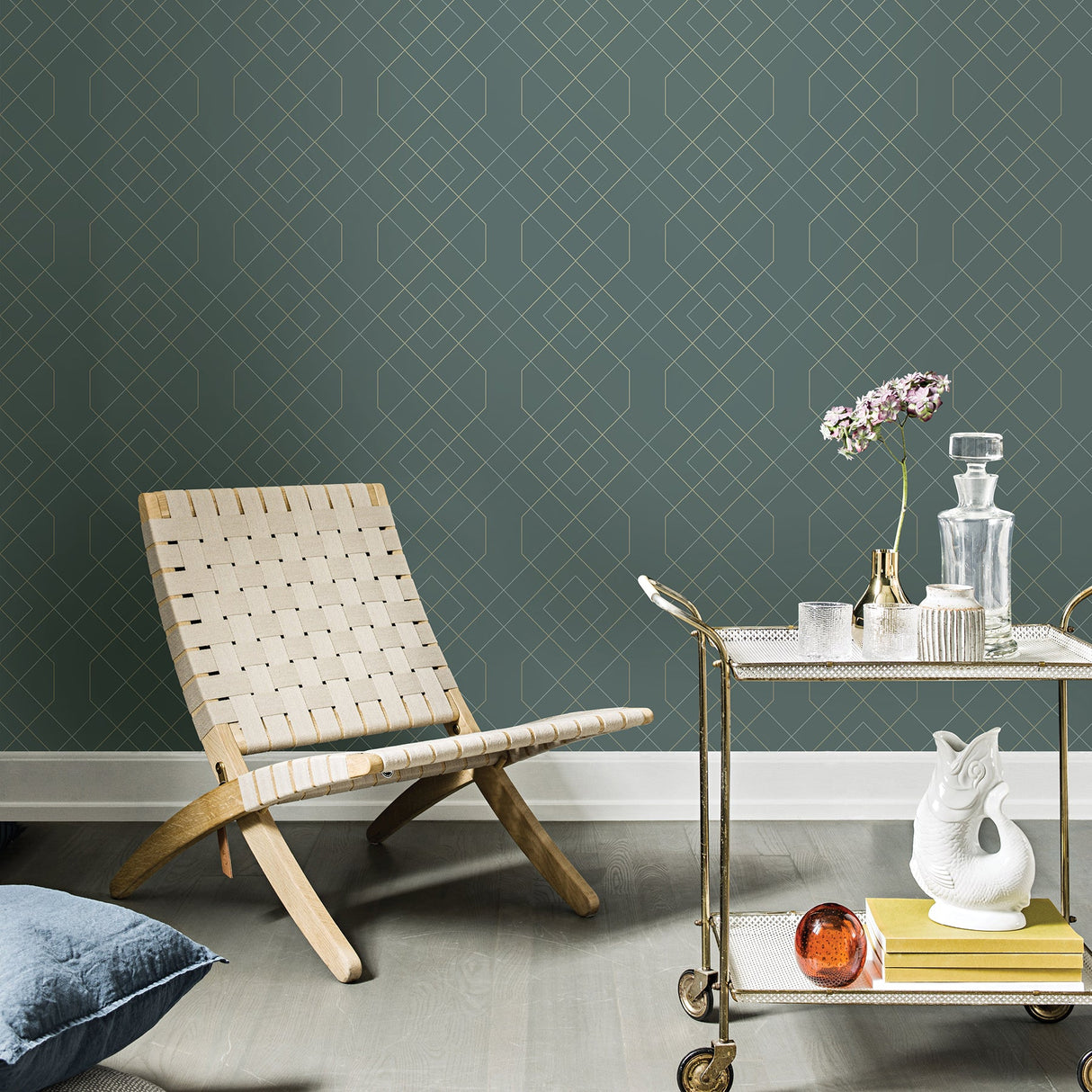 A-Street Prints 2964-25911 Ballard Teal Geometric Wallpaper