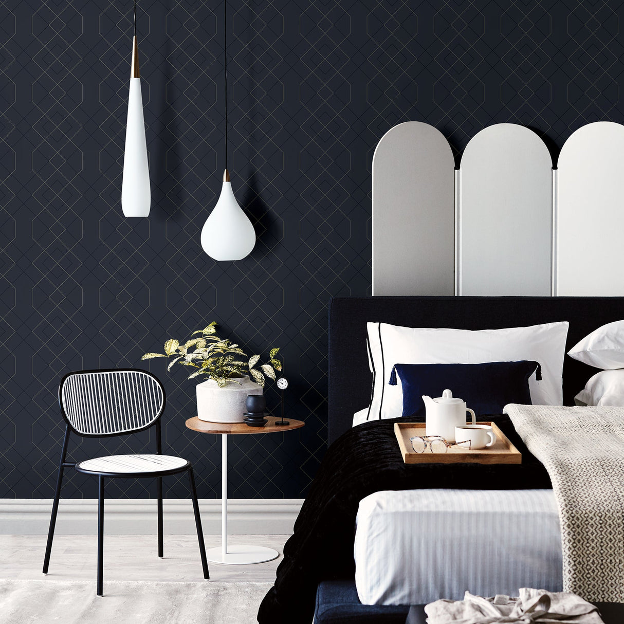 A-Street Prints 2964-25913 Ballard Indigo Geometric Wallpaper