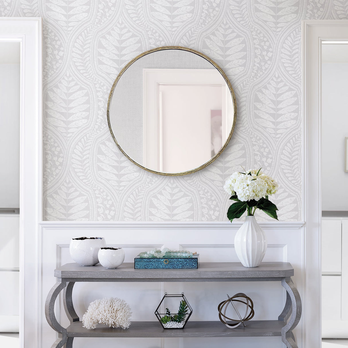 A-Street Prints 2964-25948 Juno Light Grey Ogee Wallpaper