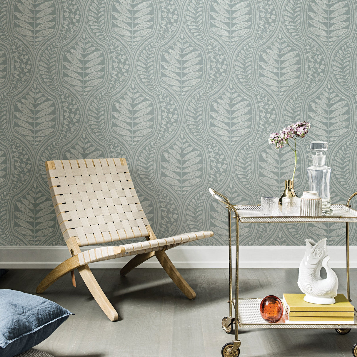 A-Street Prints 2964-25950 Juno Teal Ogee Wallpaper