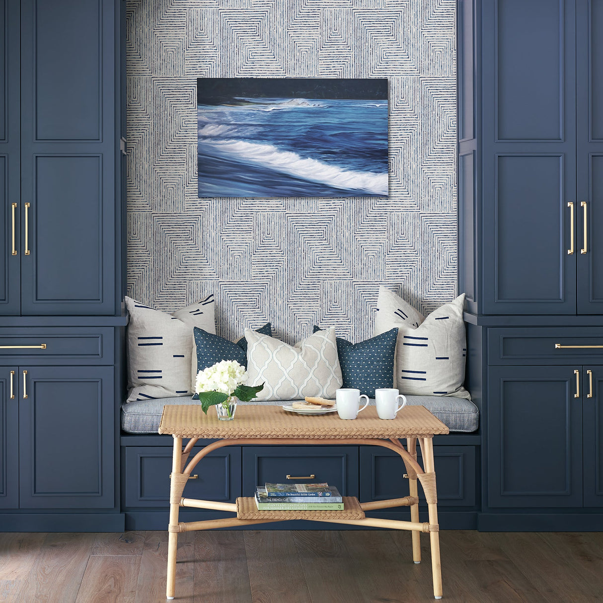 A-Street Prints 2964-25955 Merritt Indigo Geometric Wallpaper