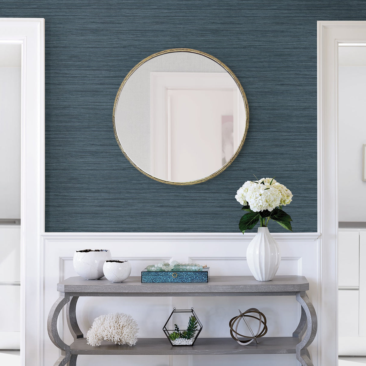 A-Street Prints 2964-25959 Barnaby Indigo Faux Grasscloth Wallpaper