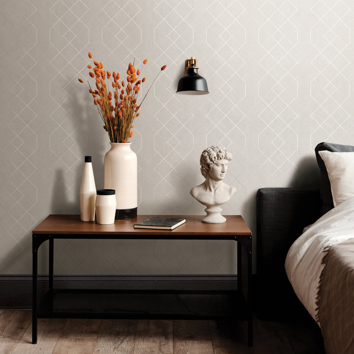 A-Street Prints 2964-87346 Ballard Silver Geometric Wallpaper