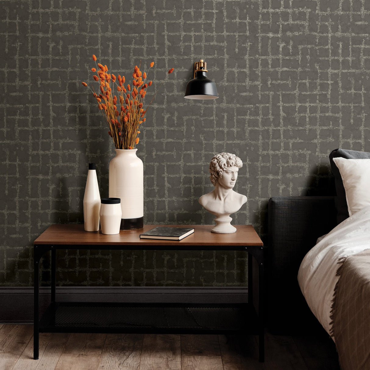 A-Street Prints 2964-87349 Shea Charcoal Distressed Geometric Wallpaper