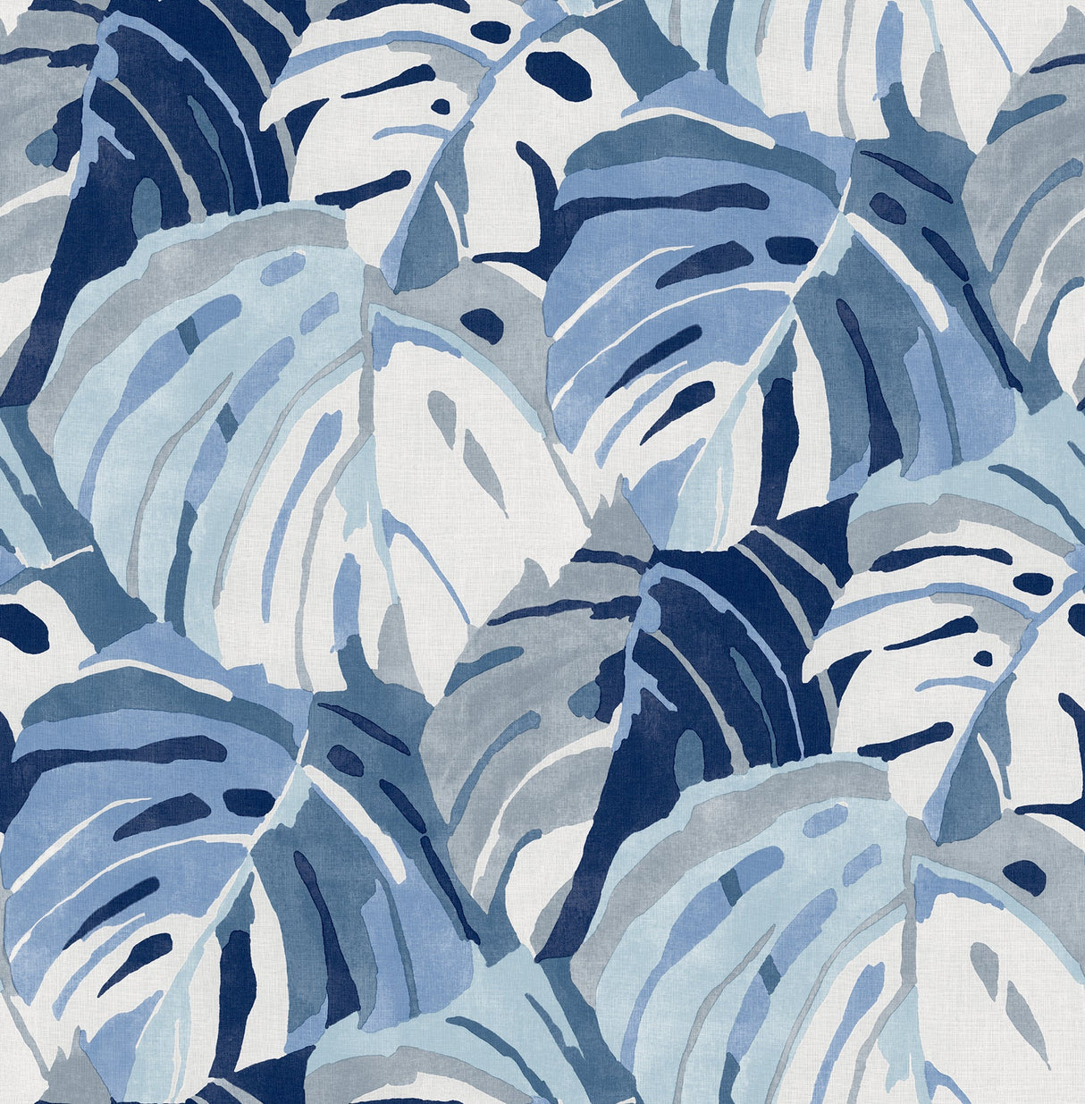 A-Street Prints 2969-26007 Samara Blue Monstera Leaf Wallpaper