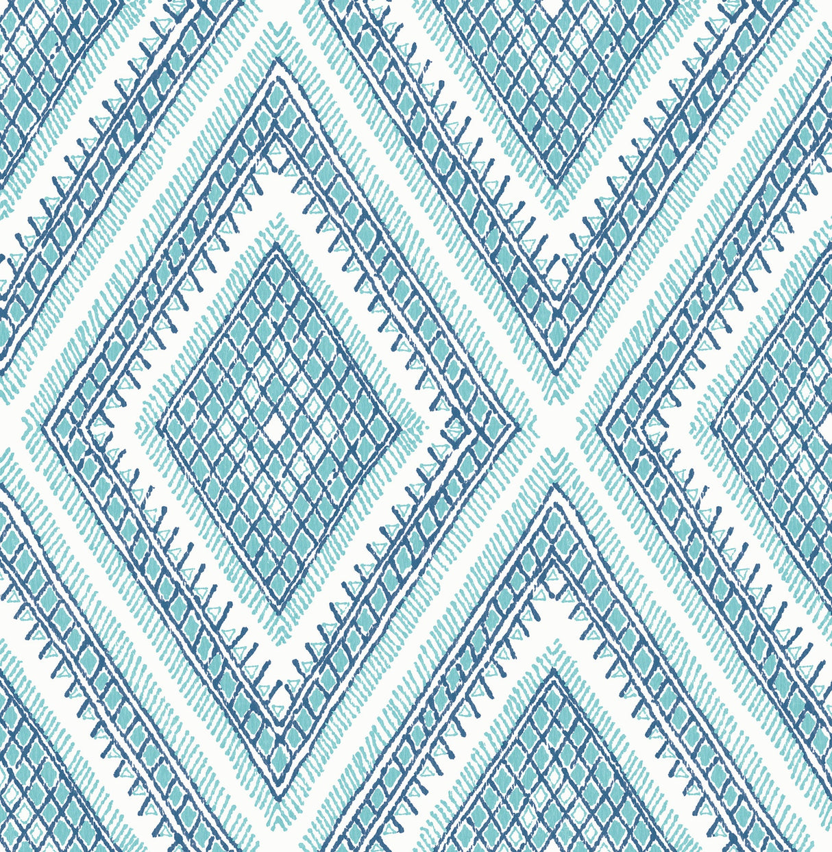 A-Street Prints 2969-26013 Zaya Blue Tribal Diamonds Wallpaper