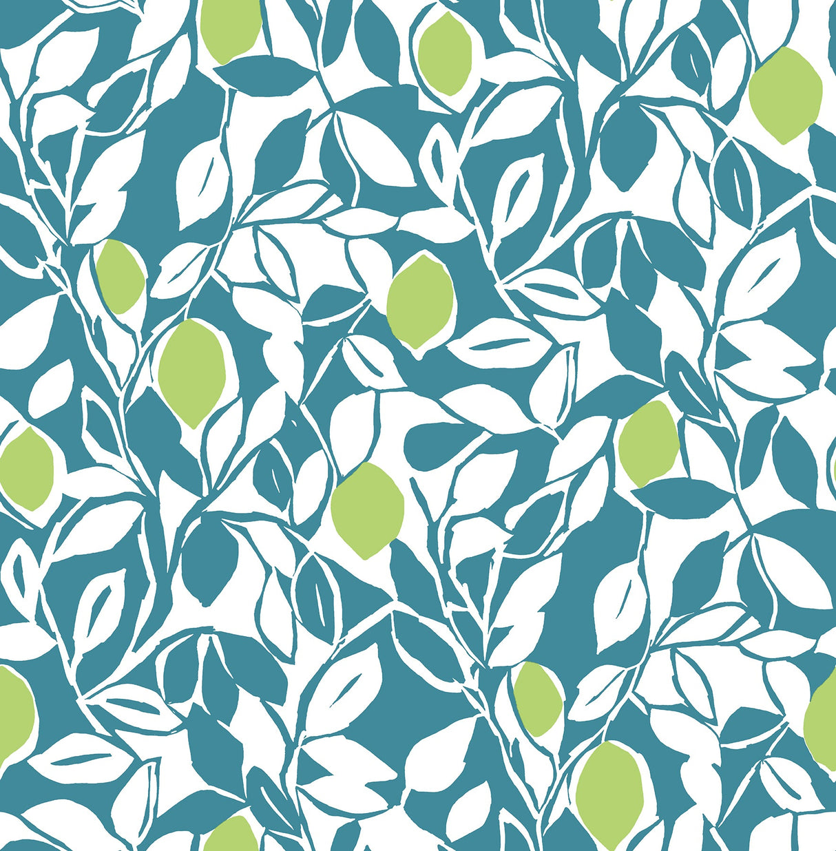 A-Street Prints 2969-26026 Loretto Teal Citrus Wallpaper