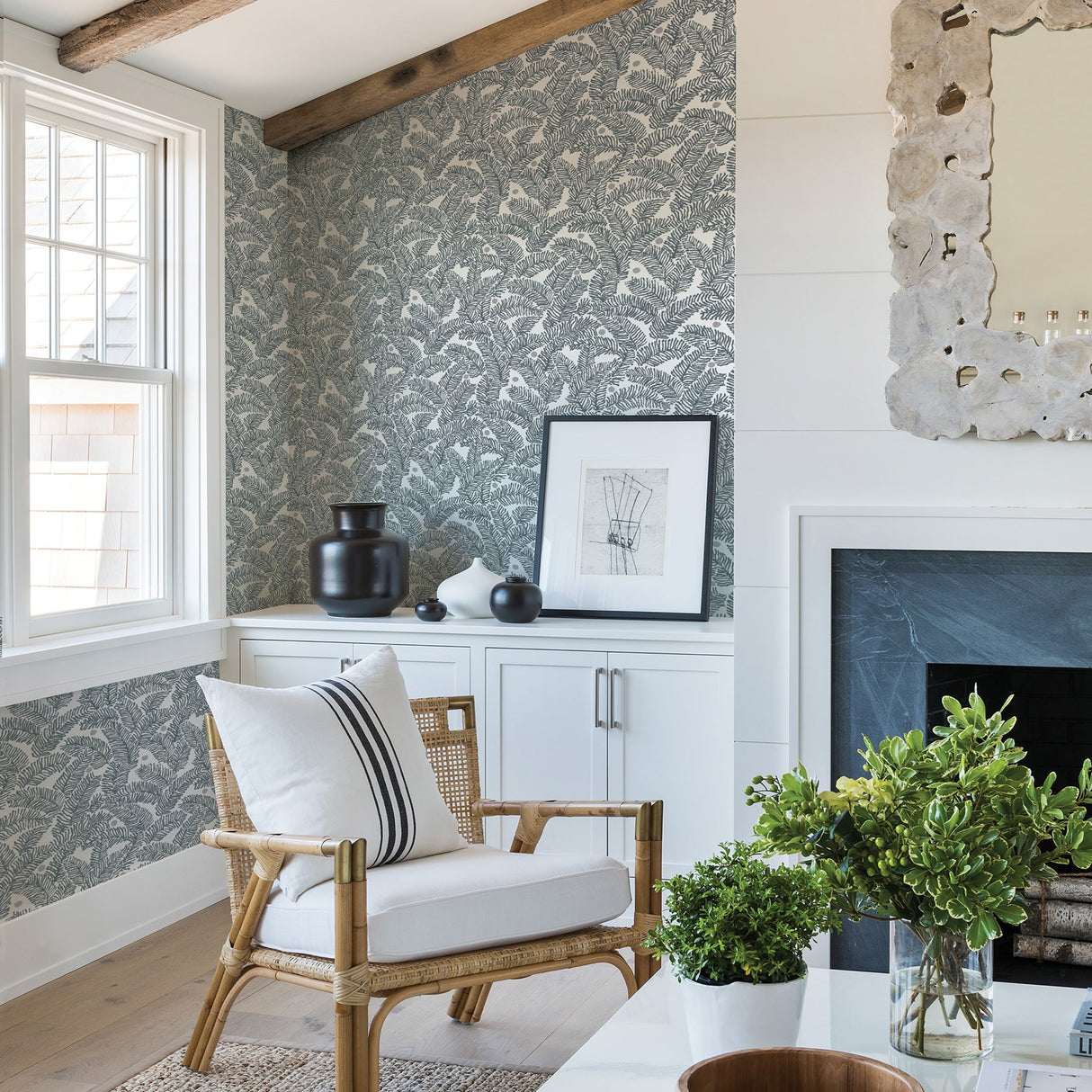 A-Street Prints 2969-26035 Athina Grey Fern Wallpaper