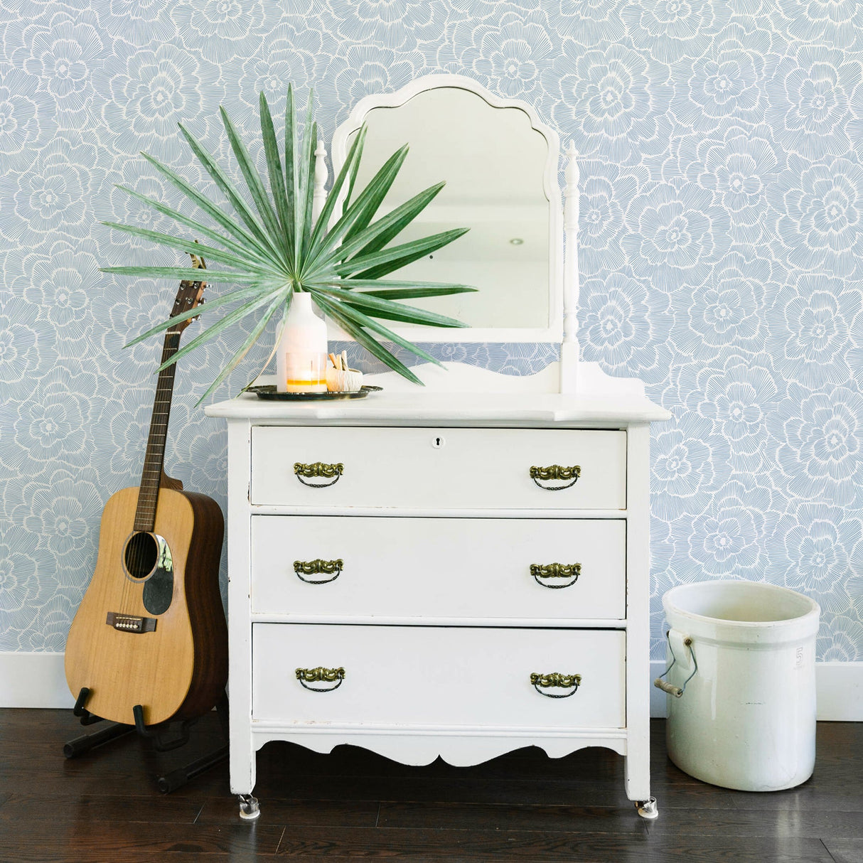 A-Street Prints 2969-26039 Periwinkle Blue Textured Floral Wallpaper