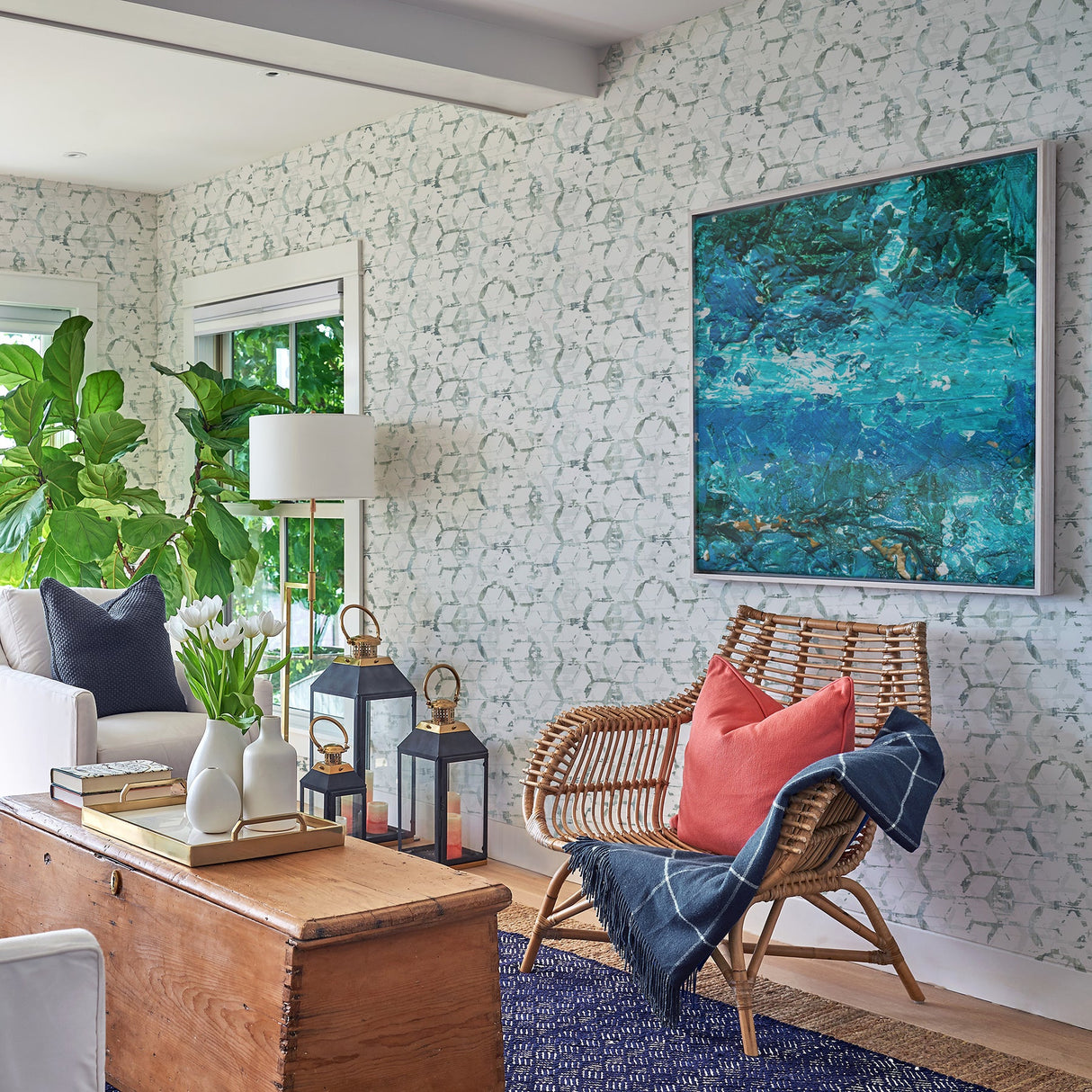 A-Street Prints 2969-26042 Augustine Slate Distressed Geometric Wallpaper