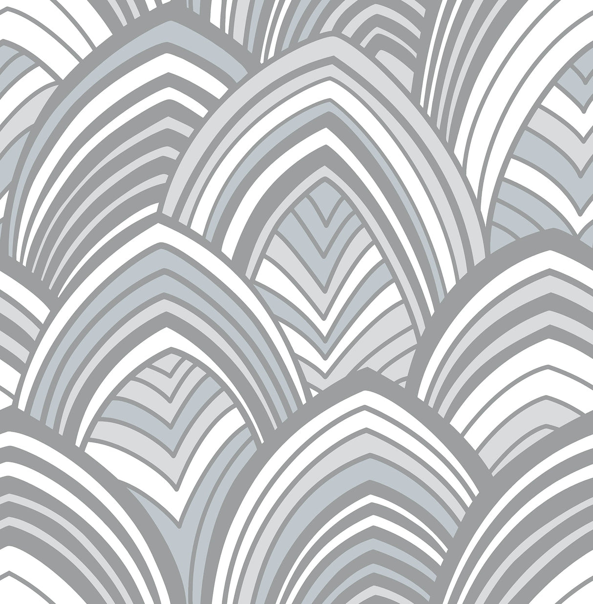 A-Street Prints 2969-87353 Cabarita Grey Art Deco Flocked Leaves Wallpaper