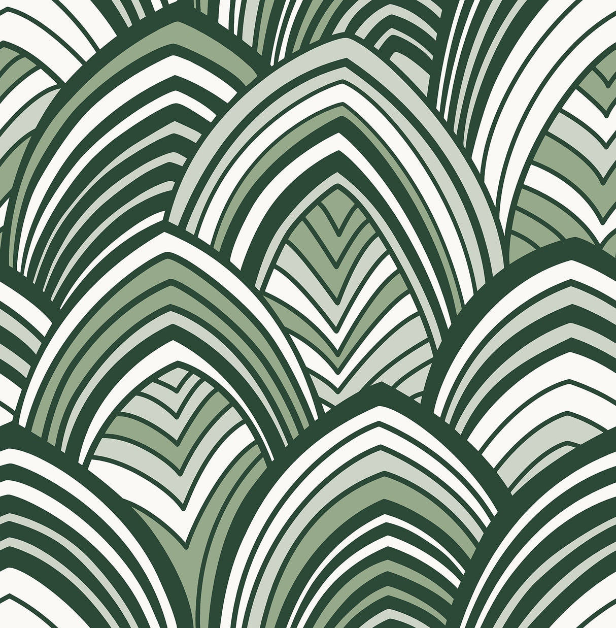 A-Street Prints 2969-87354 Cabarita Green Art Deco Flocked Leaves Wallpaper