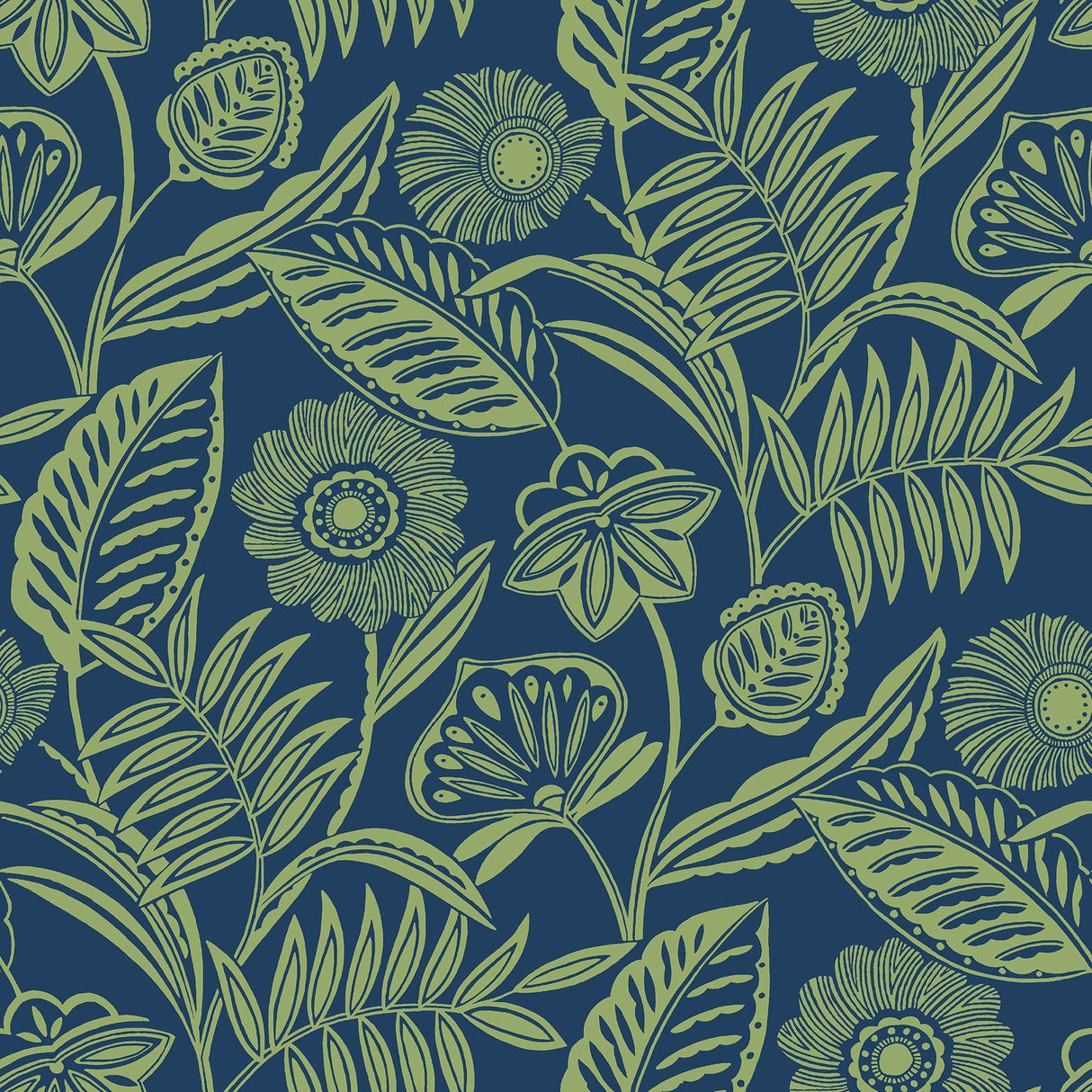 A-Street Prints 2969-87527 Alma Blue Tropical Floral Wallpaper