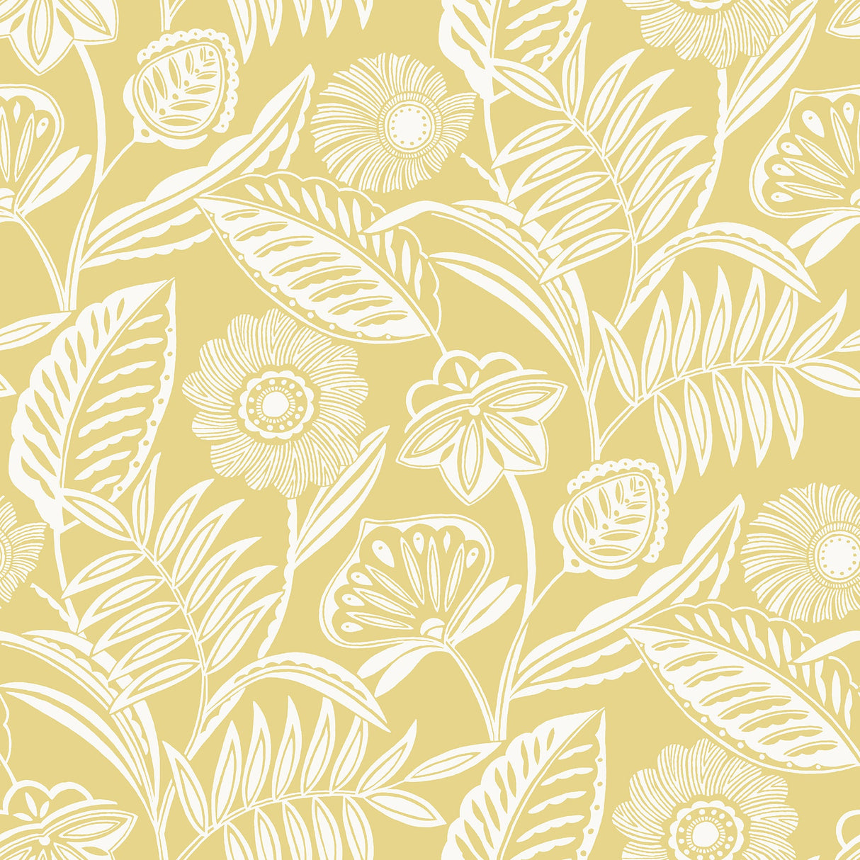 A-Street Prints 2969-87529 Alma Yellow Tropical Floral Wallpaper
