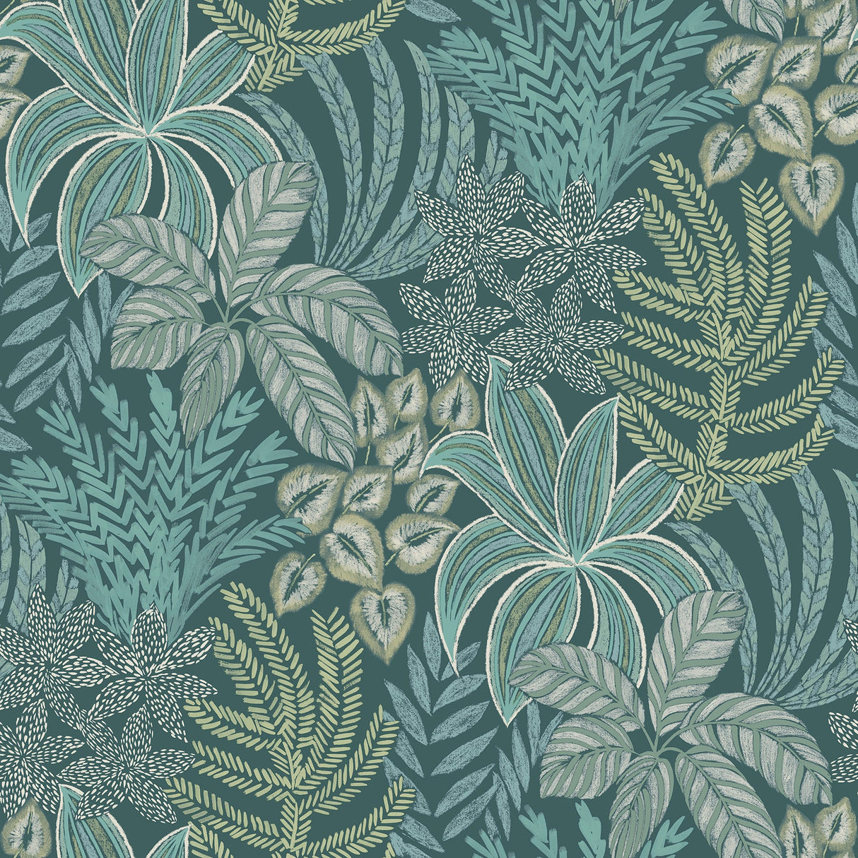 A-Street Prints 2970-13901 Sumner Teal Woodland Botanical Wallpaper