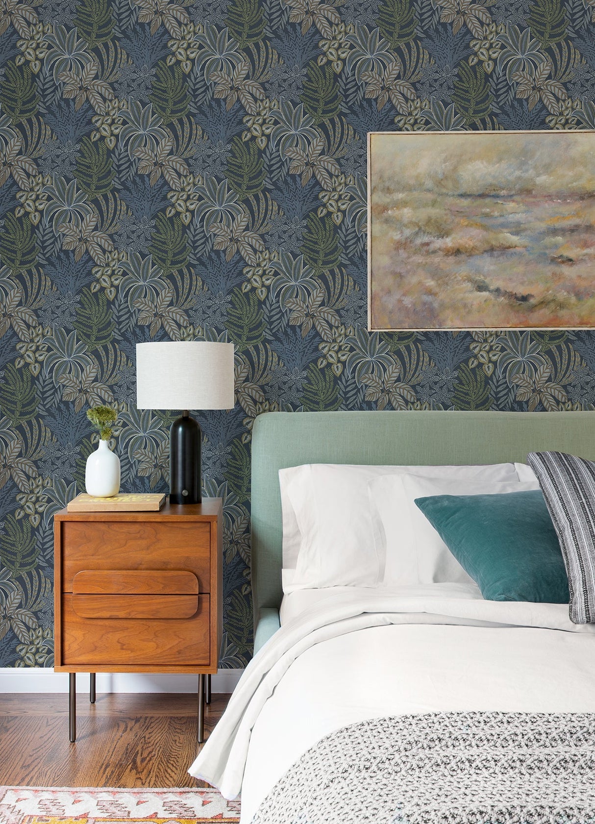A-Street Prints 2970-13904 Sumner Navy Woodland Botanical Wallpaper