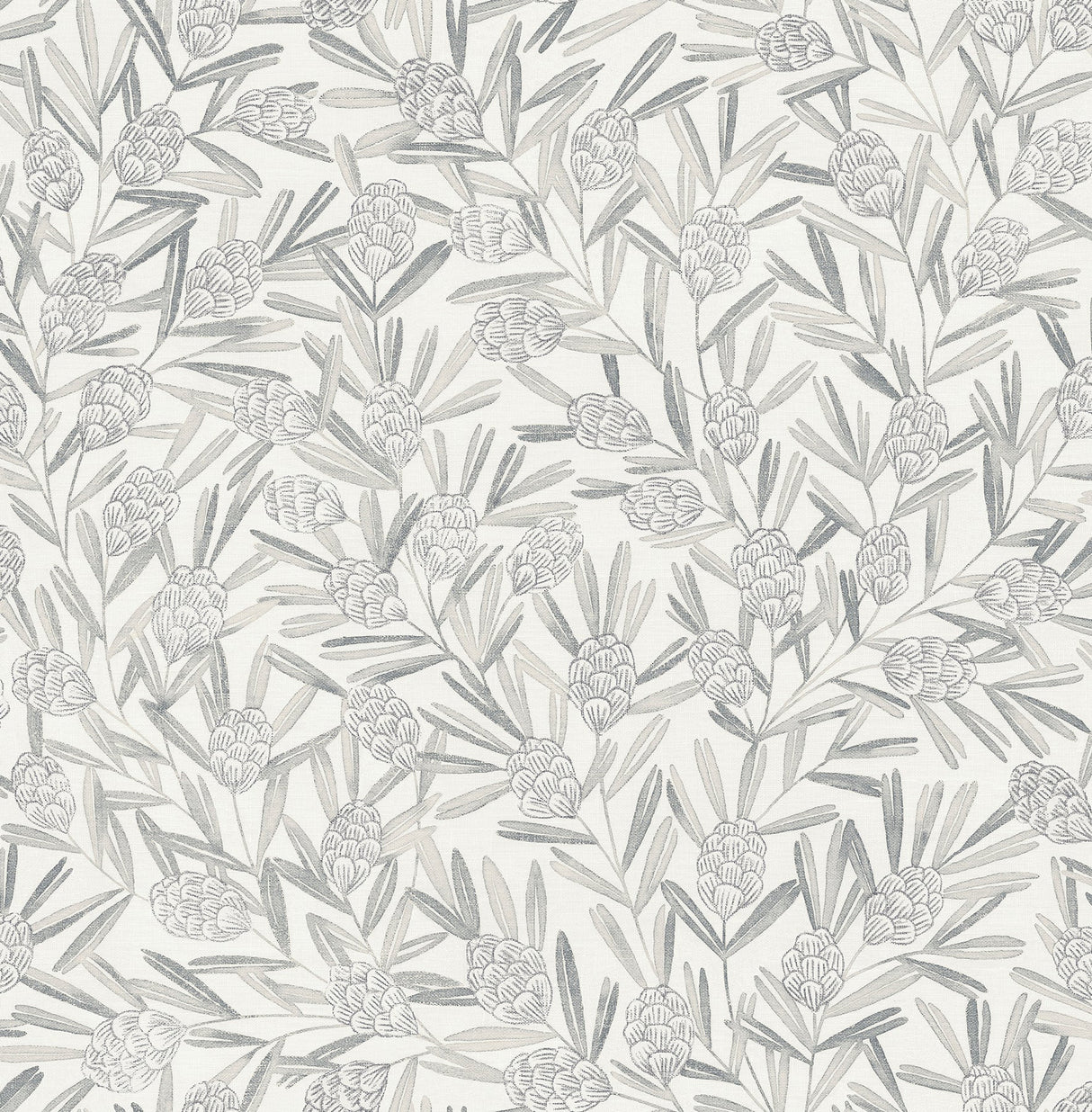 A-Street Prints 2970-26102 Zulma Grey Decorative Botanical Wallpaper