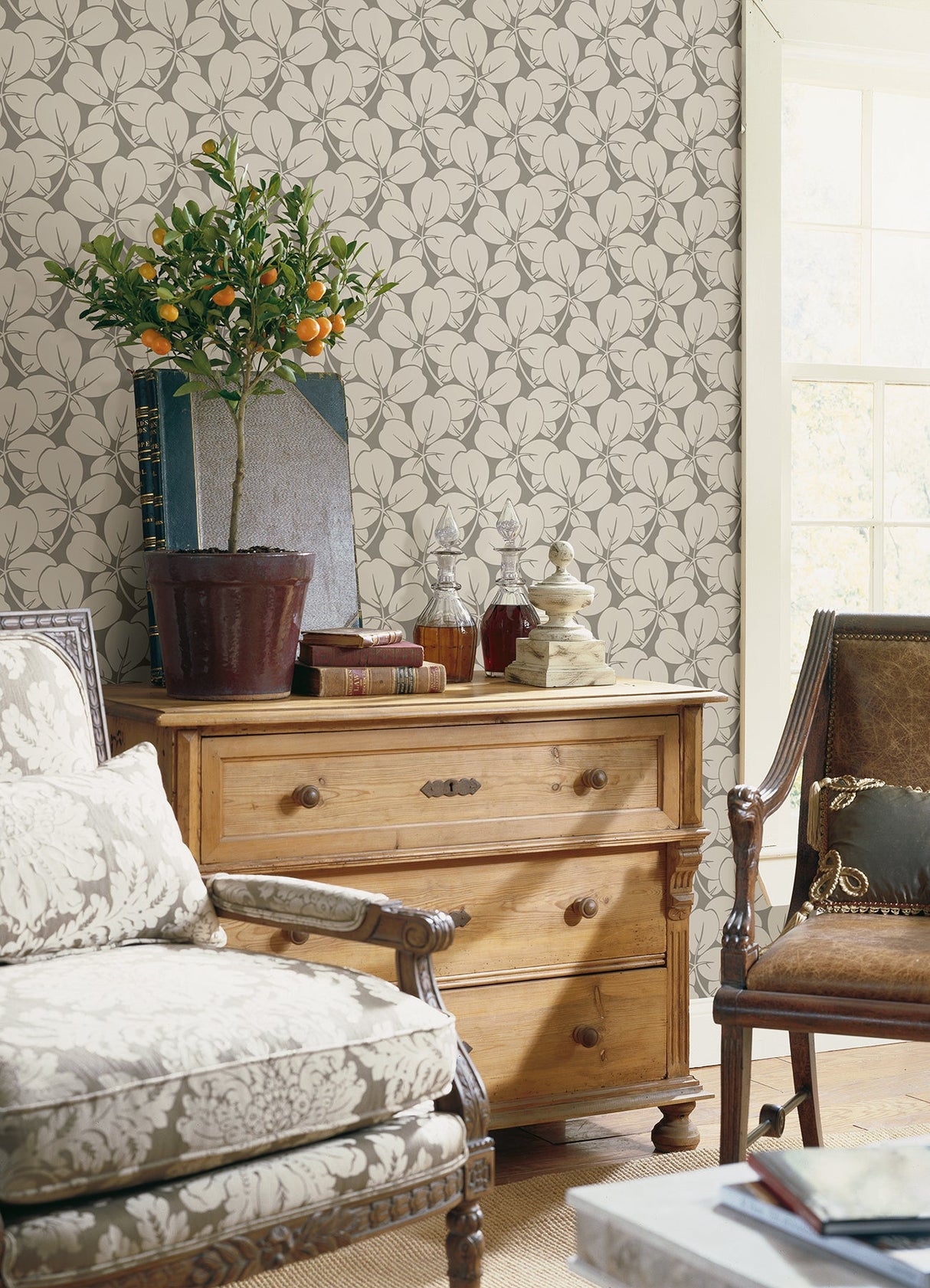 A-Street Prints 2970-26106 Robert Grey Clover Wallpaper