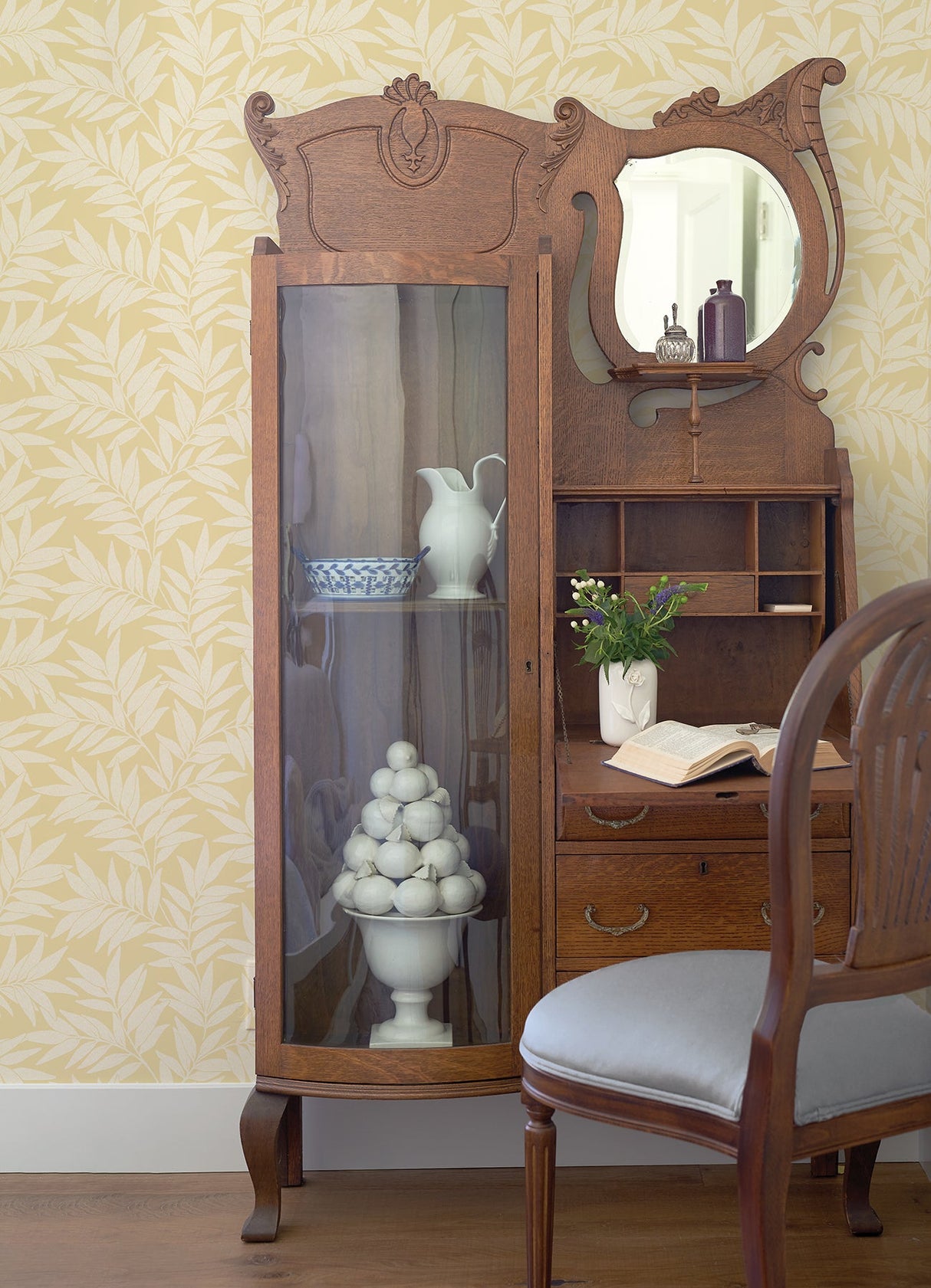 A-Street Prints 2970-26120 Morris Yellow Leaf Wallpaper