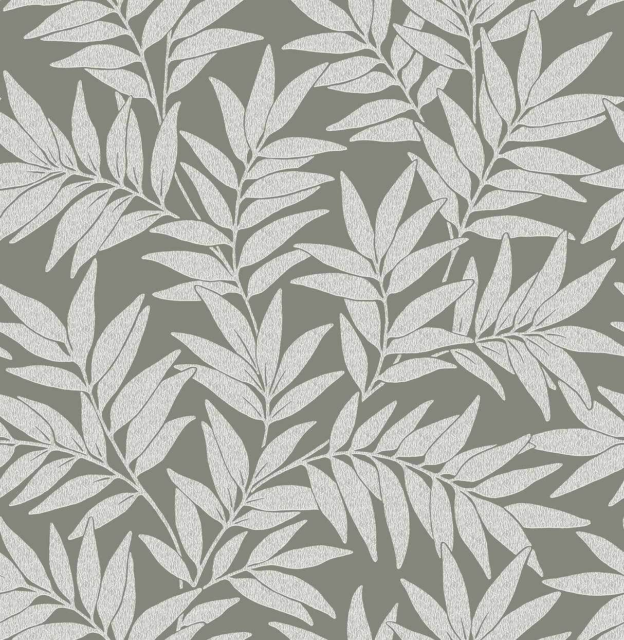 A-Street Prints 2970-26123 Morris Dark Grey Leaf Wallpaper