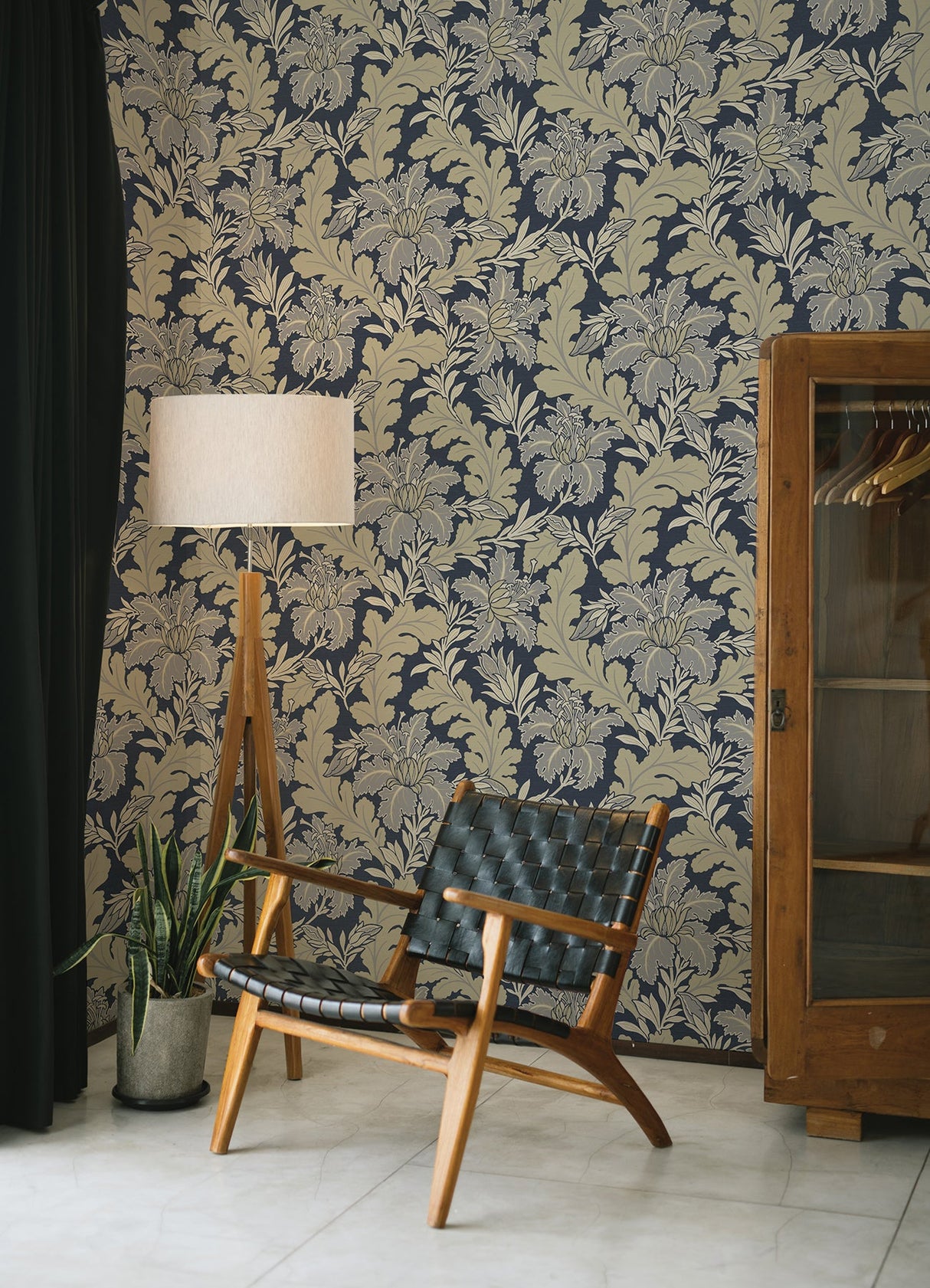 A-Street Prints 2970-26141 Butterfield Navy Floral Wallpaper