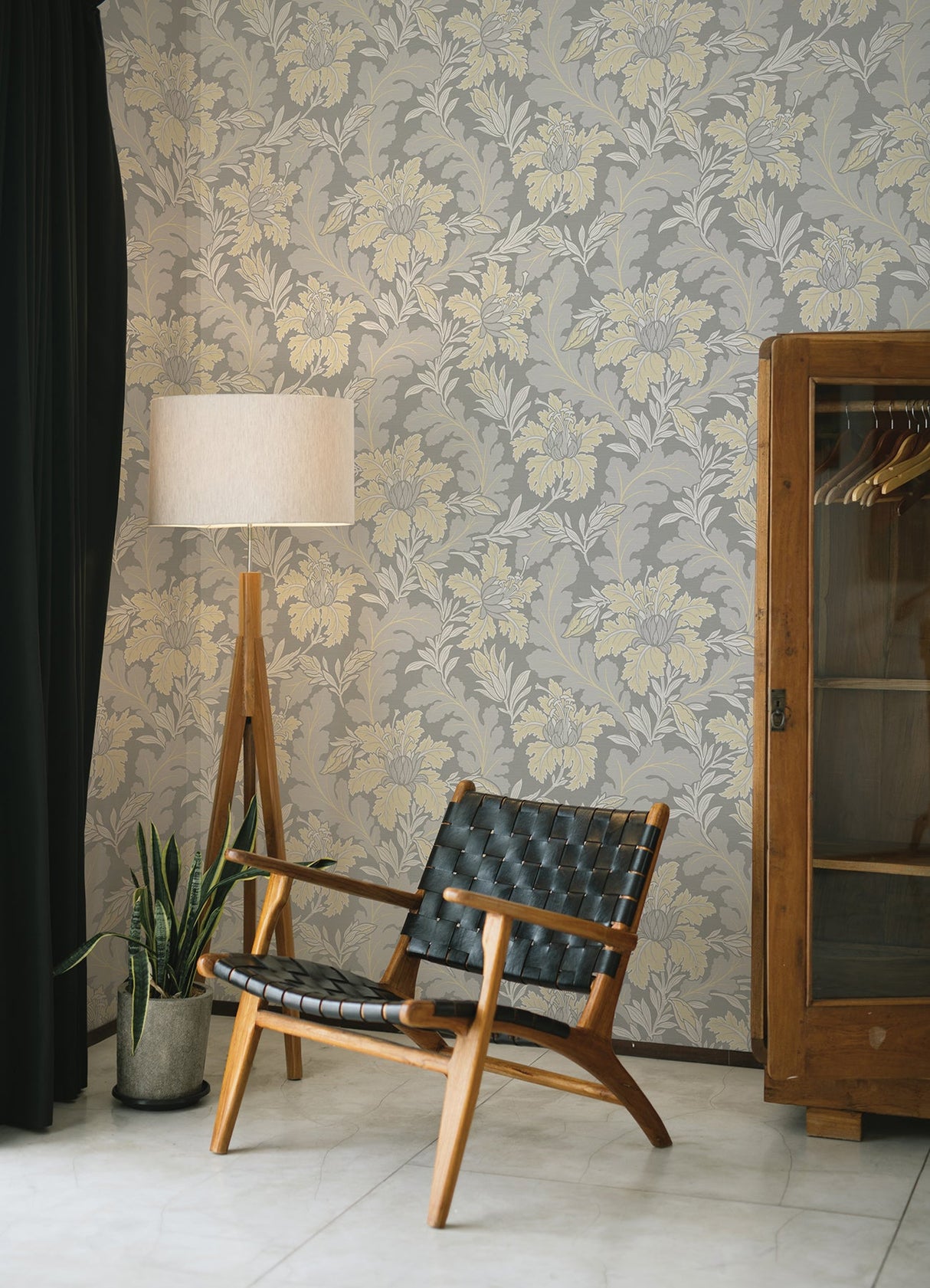 A-Street Prints 2970-26142 Butterfield Light Grey Floral Wallpaper