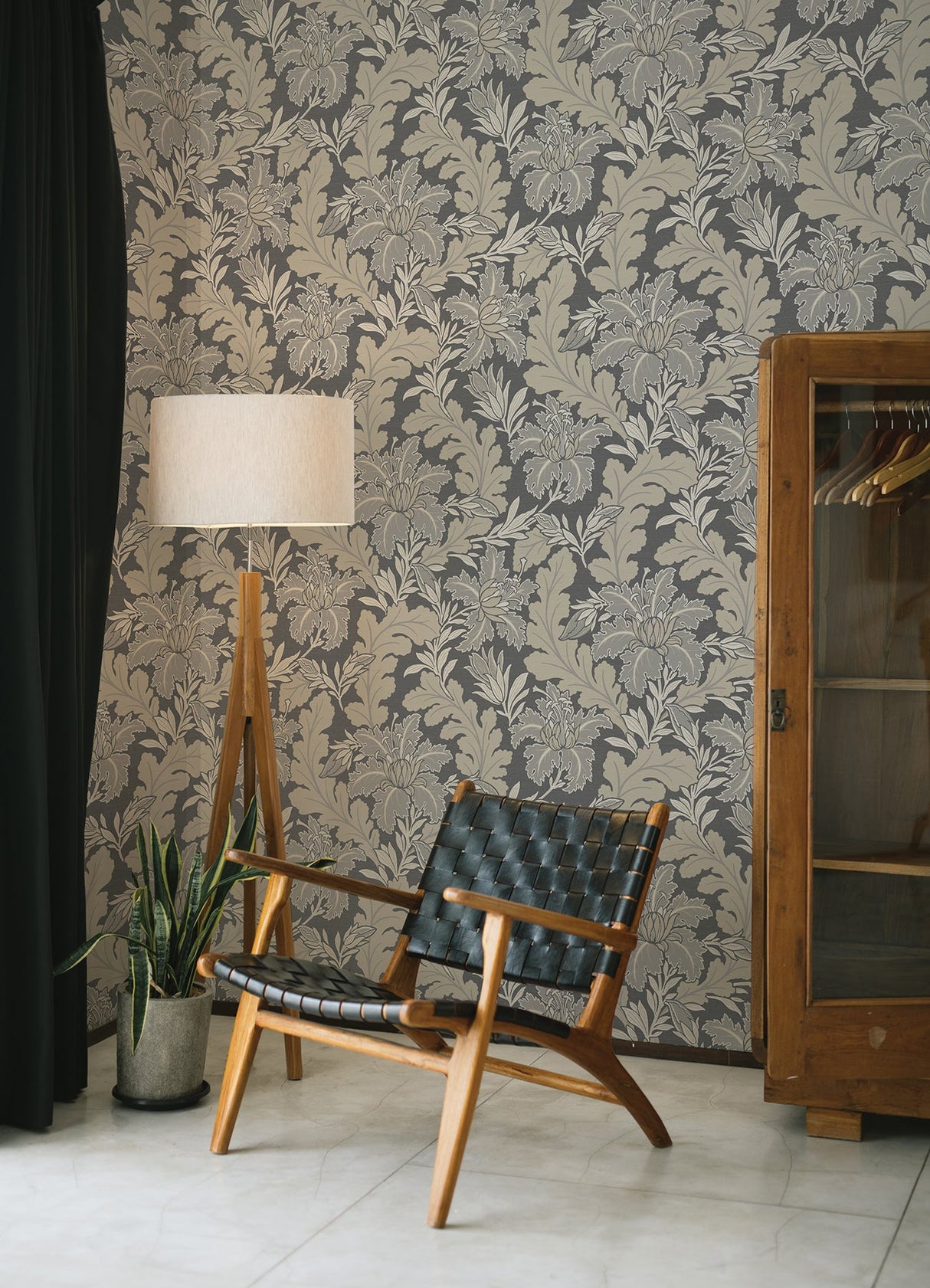 A-Street Prints 2970-26143 Butterfield Grey Floral Wallpaper