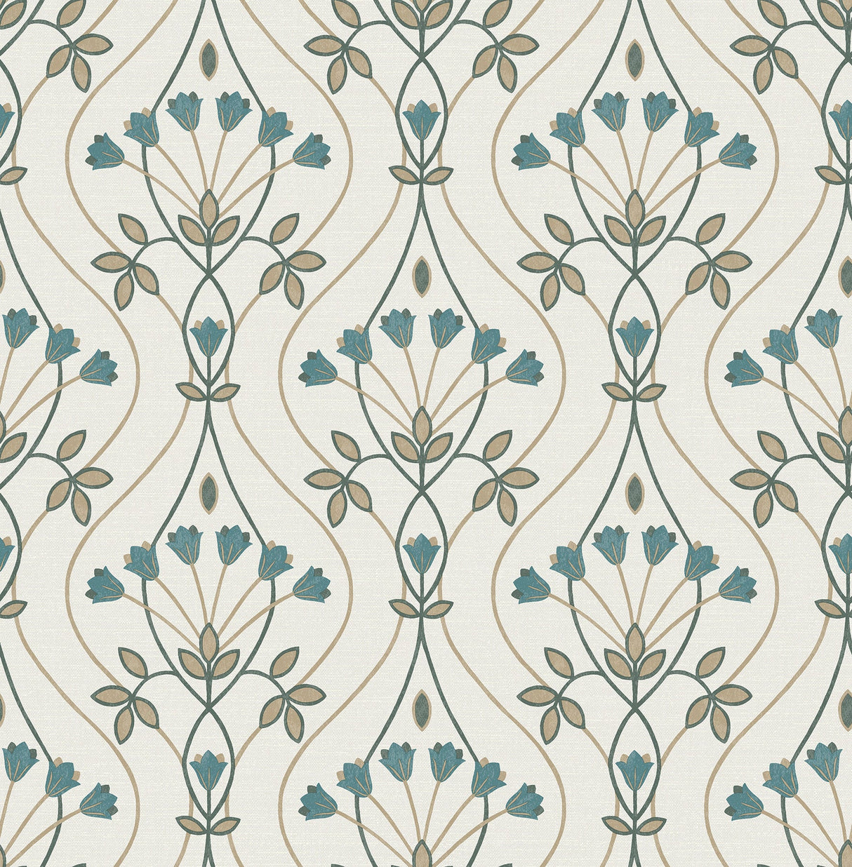 A-Street Prints 2970-26145 Dard Teal Tulip Ogee Wallpaper