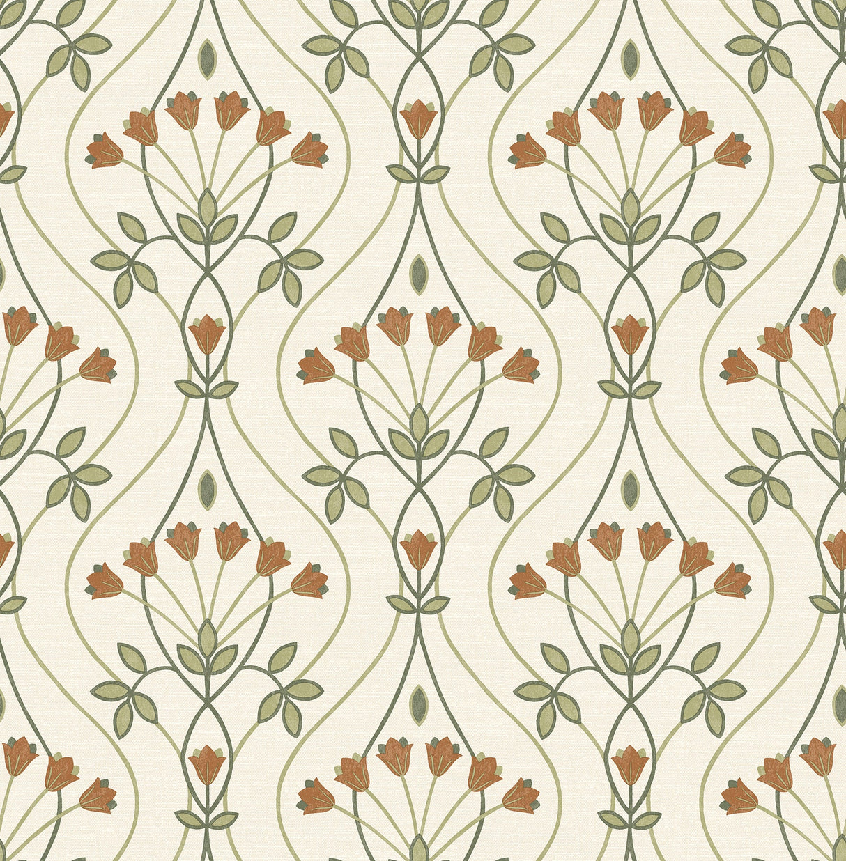 A-Street Prints 2970-26146 Dard Green Tulip Ogee Wallpaper