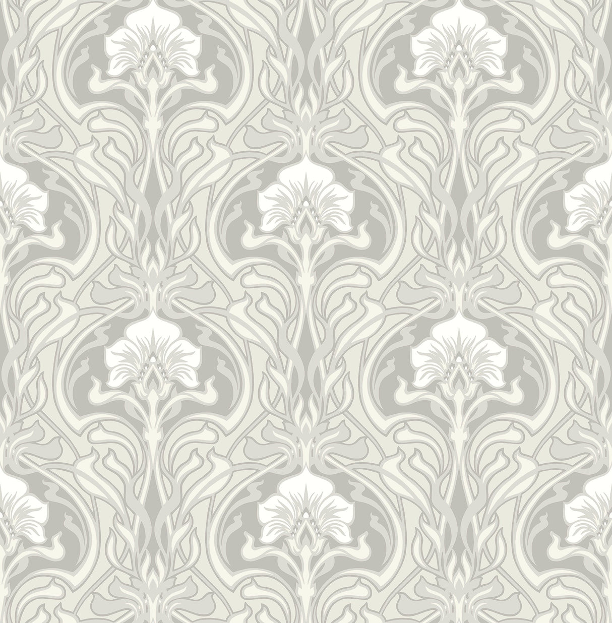 A-Street Prints 2970-26149 Mucha Off-White Botanical Ogee Wallpaper