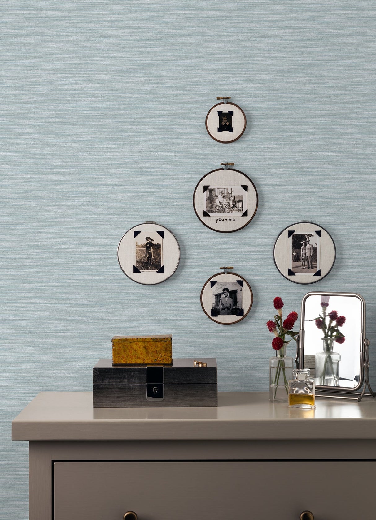 A-Street Prints 2970-26153 Benson Light Blue Variegated Stripe Wallpaper