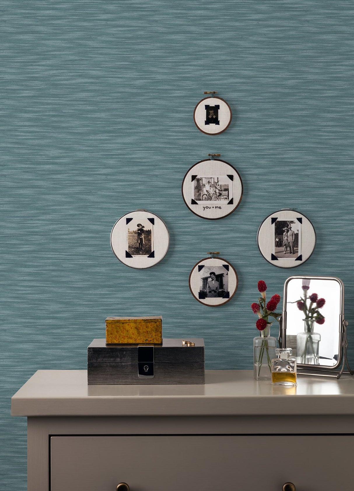 A-Street Prints 2970-26154 Benson Dark Blue Variegated Stripe Wallpaper