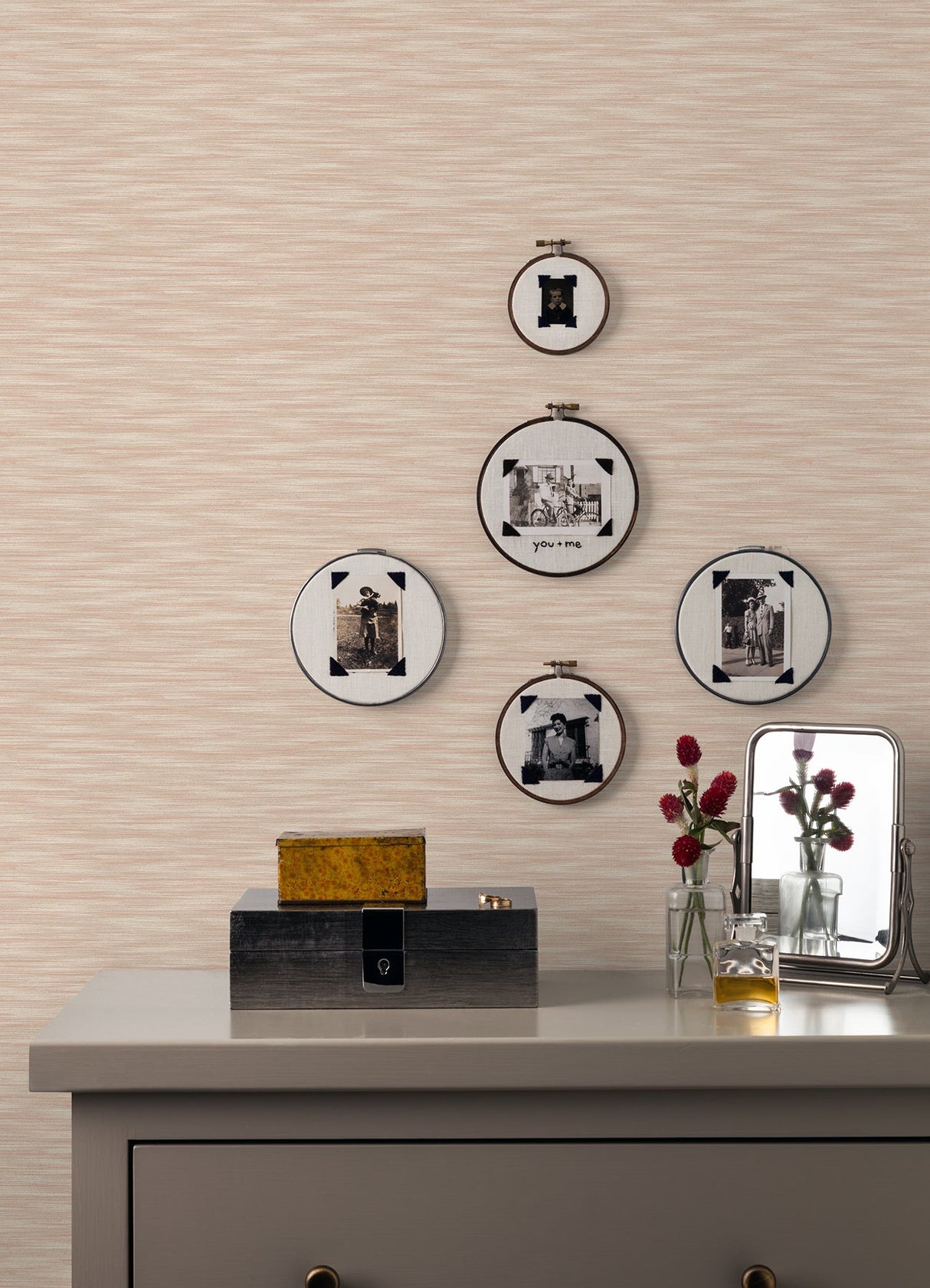 A-Street Prints 2970-26159 Benson Coral Variegated Stripe Wallpaper