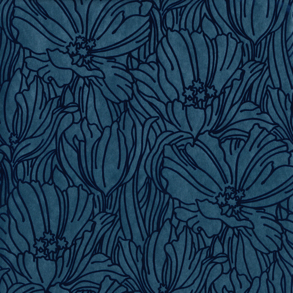 A-Street Prints 2970-87356 Selwyn Flock Dark Blue Floral Wallpaper