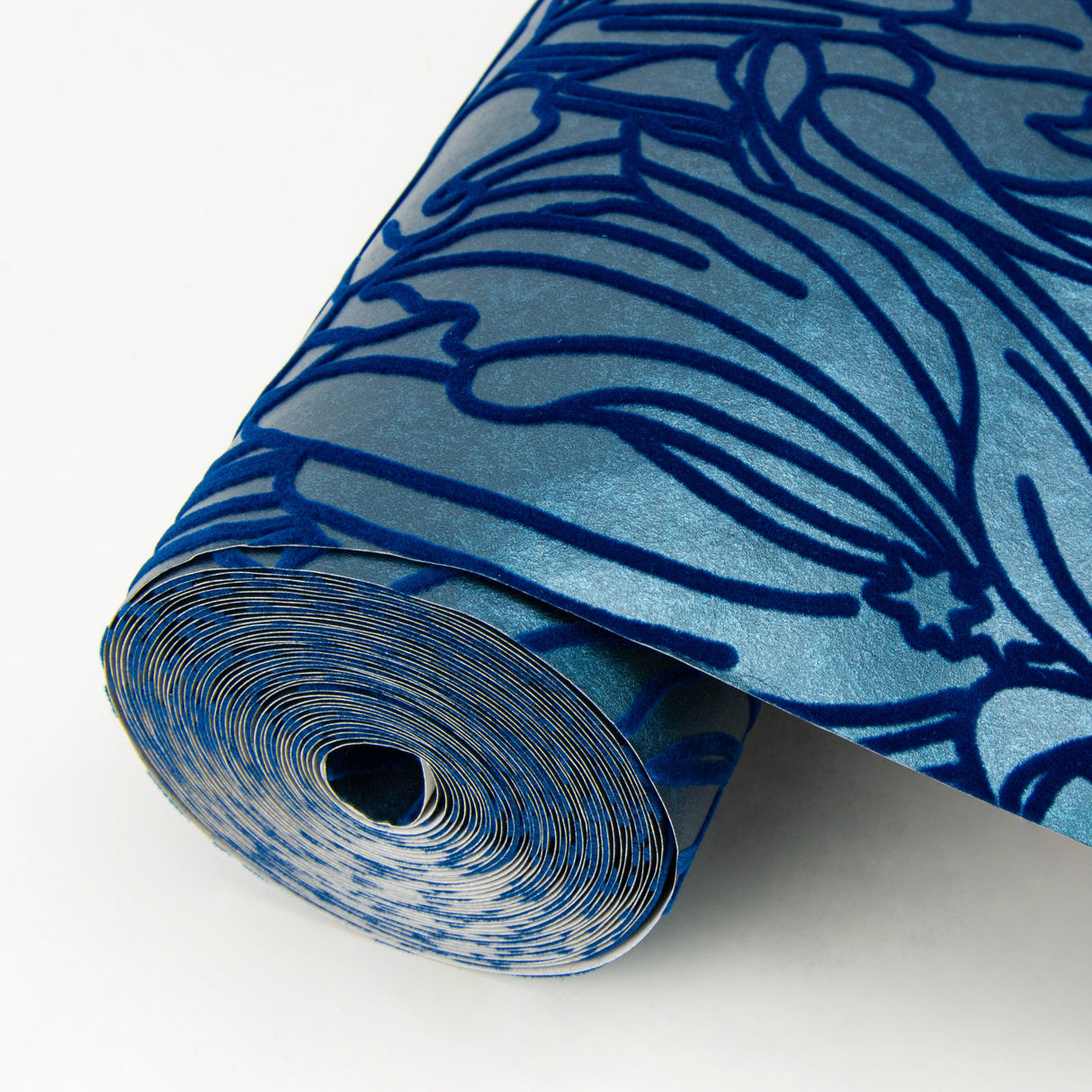 A-Street Prints 2970-87356 Selwyn Flock Dark Blue Floral Wallpaper