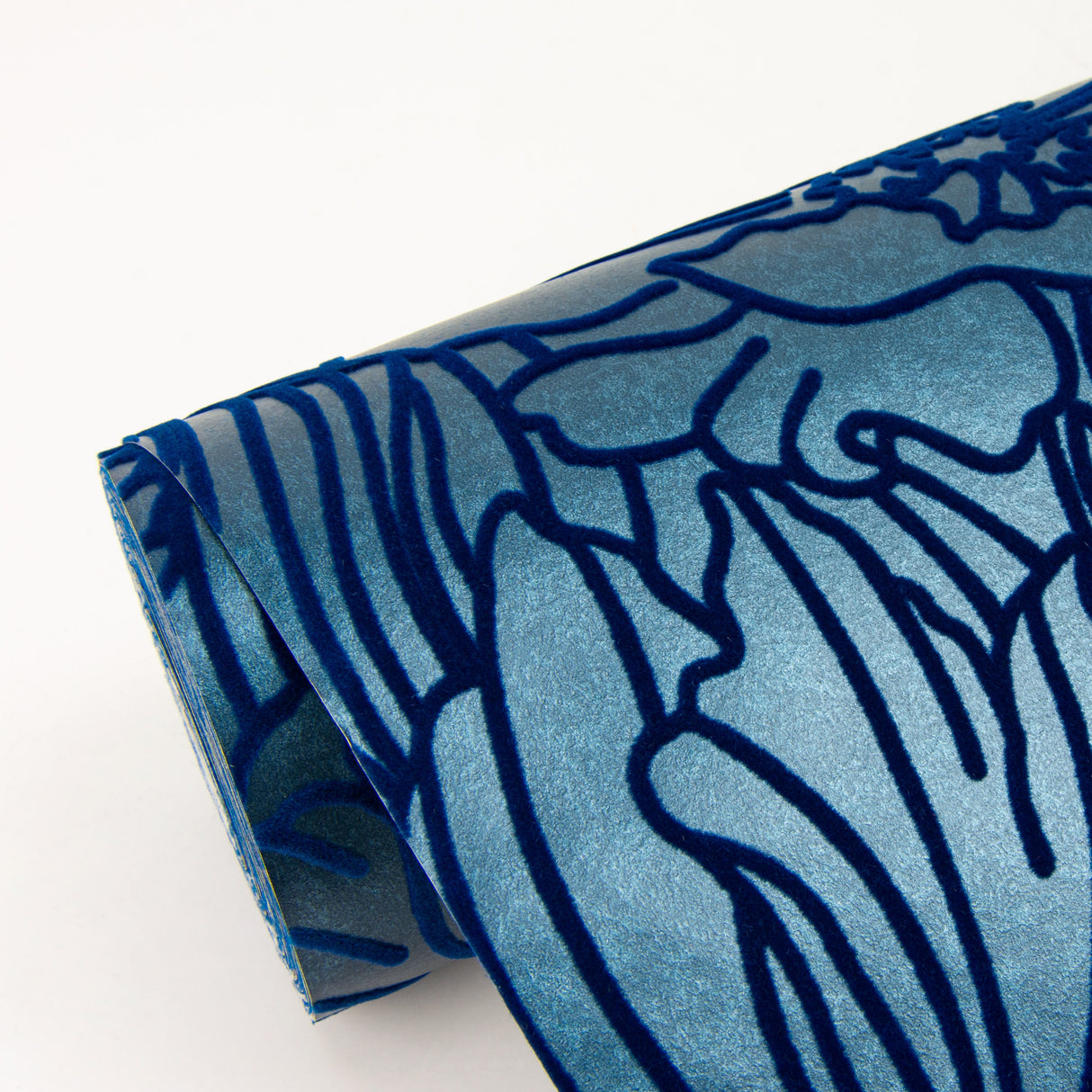 A-Street Prints 2970-87356 Selwyn Flock Dark Blue Floral Wallpaper