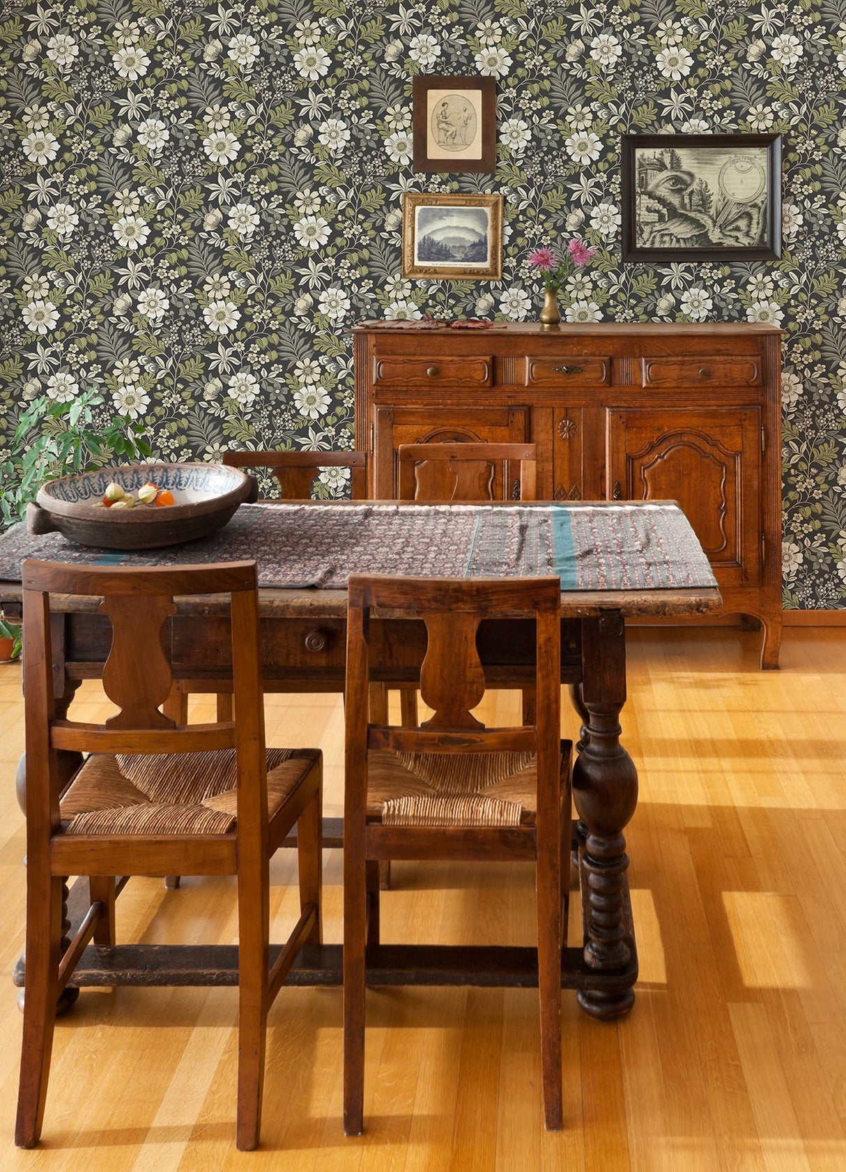 A-Street Prints 2970-87535 Voysey Black Floral Wallpaper