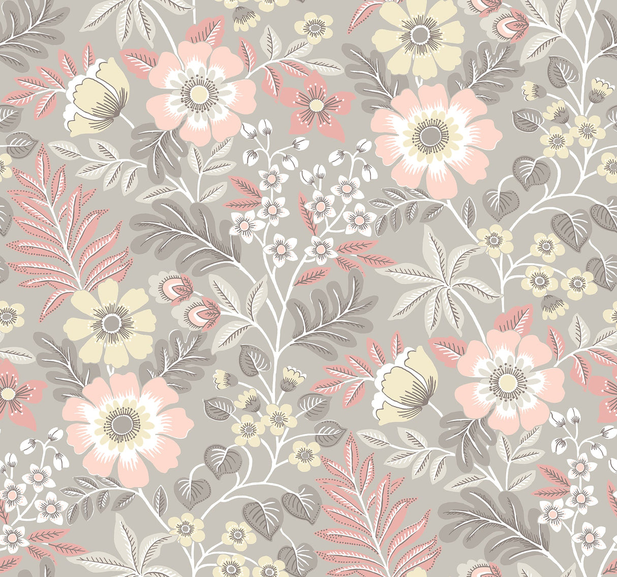 A-Street Prints 2970-87536 Voysey Pink Floral Wallpaper